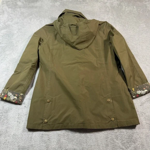 Barbour Wytherstone Waterproof Jacket Women 8 Olive Green Floral Lined Hooded - Picture 6 of 10